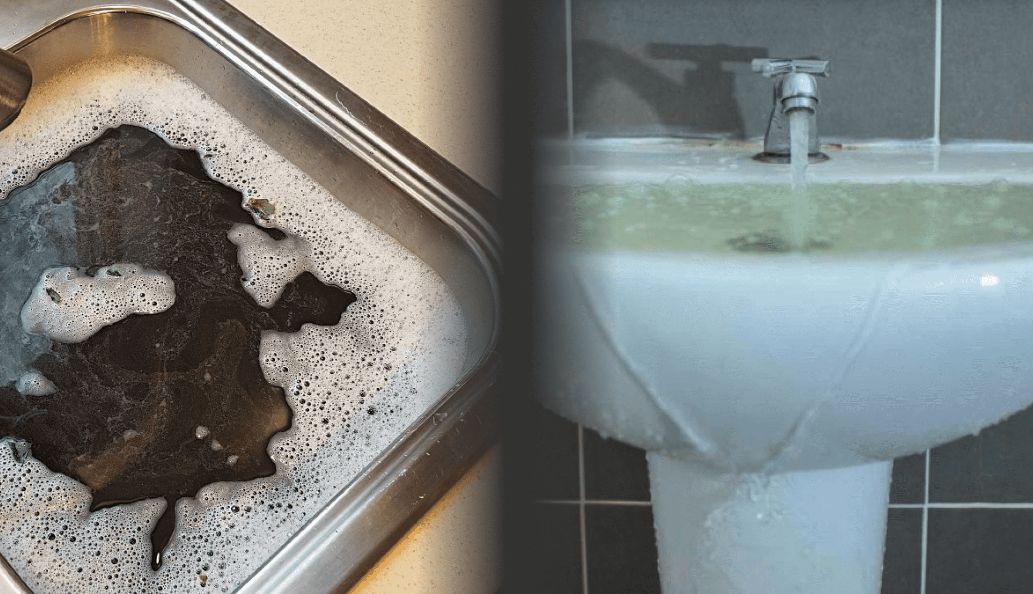 kitchen sink backs up into bathtub