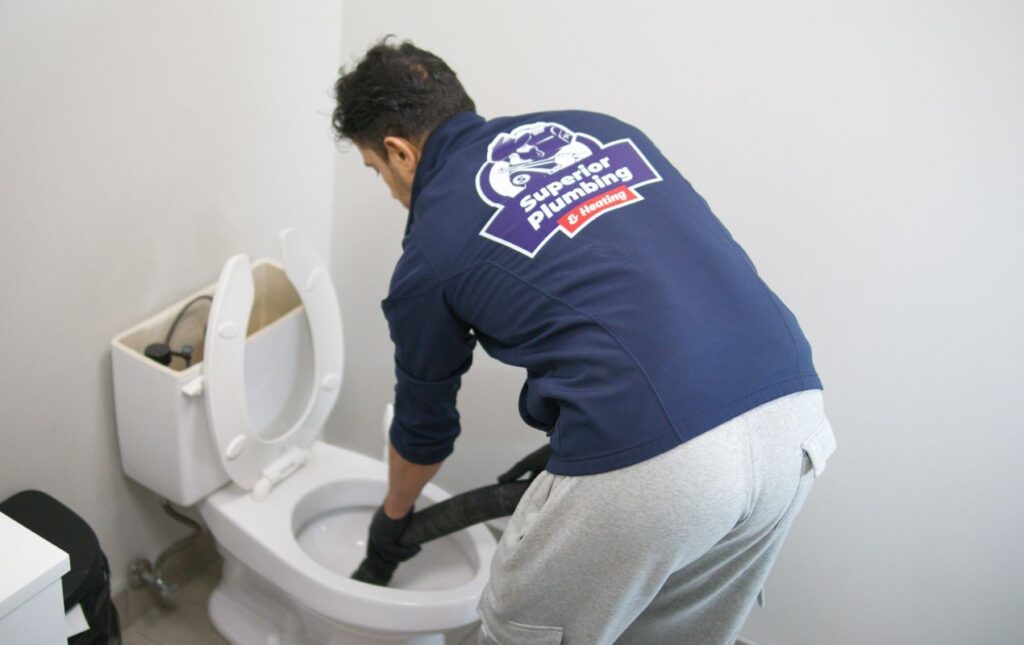 Severe rust in a drain line before Drain Cleaning local by Superior Plumbing & Heating.