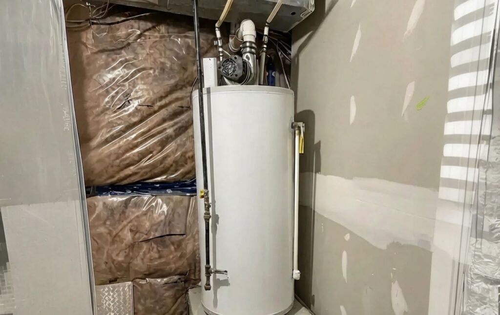 Superior Plumbing & Heating professional Water Heater Installation of a wall mounted tankless unit with complex piping