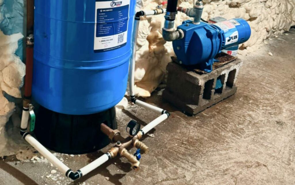 Complete pump and tank configuration after a successful well pump installation local by Superior Plumbing & Heating