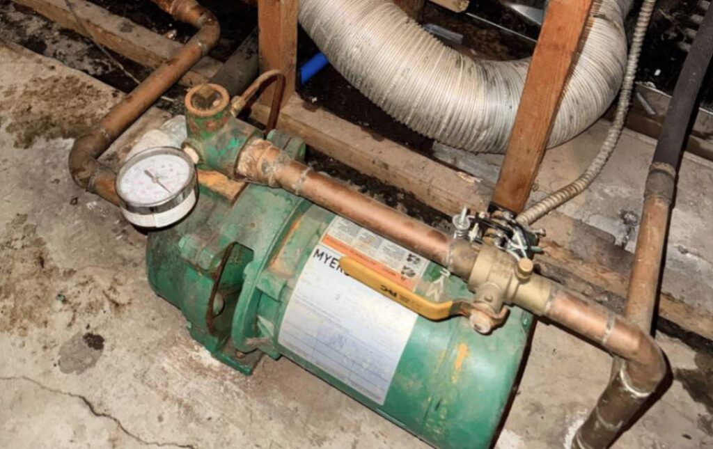 Troubleshooting an old green jet pump for a well pump repair by Superior Plumbing & Heating
