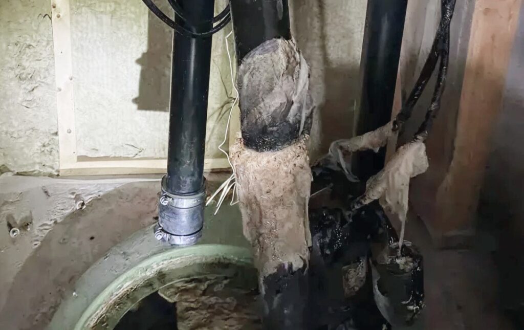 Pipe joint maintenance and sealing during sump pump repair local by Superior Plumbing & Heating.