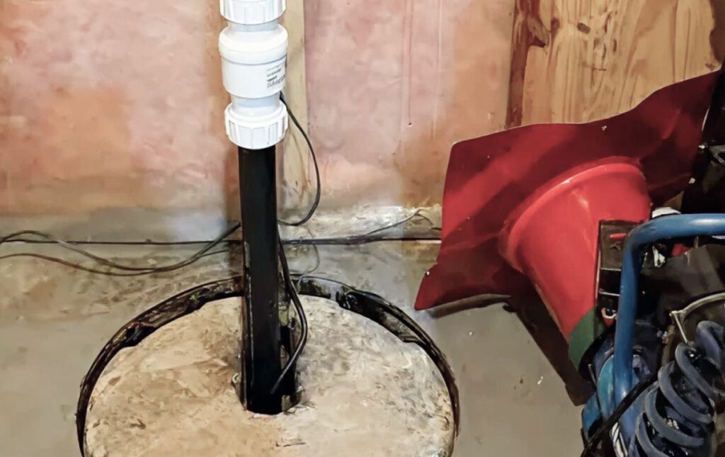 Superior Plumbing & Heating sealed white lid installation for sump pump repair local.