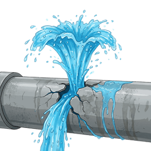 Cracked water main line