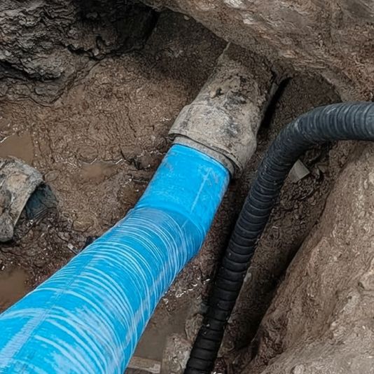 2. A plumber repairs your line