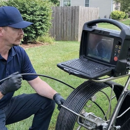 A plumber checks everything before leaving 
