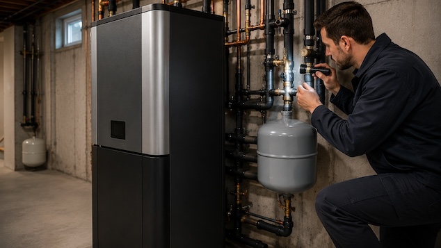 Geothermal heat pump installation
