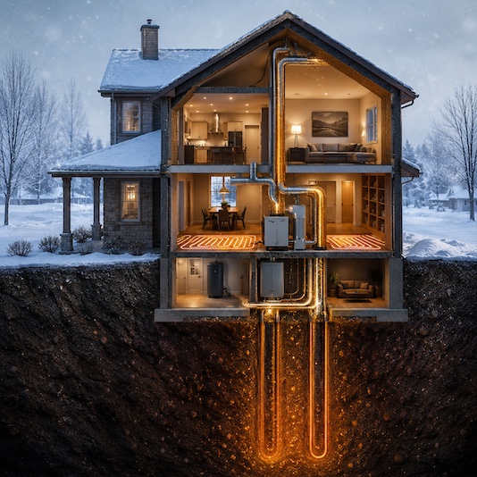 Geothermal heating mode
