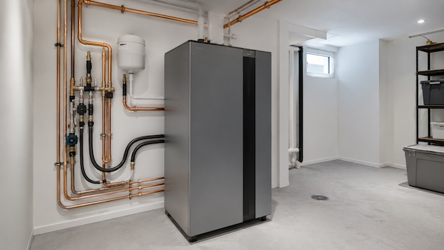 Indoor geothermal heat pump