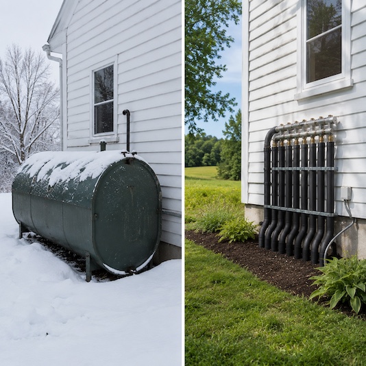 oil heating tank replaced by geothermal heat pump
