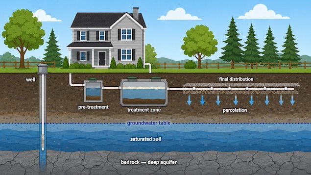 Cross-section diagram of a septic system