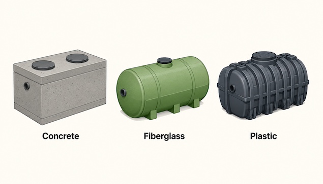 Three types of septic tanks